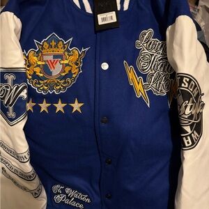 Watson awesome Blue and White Varsity Jacket Embroidered Patches size M us only
